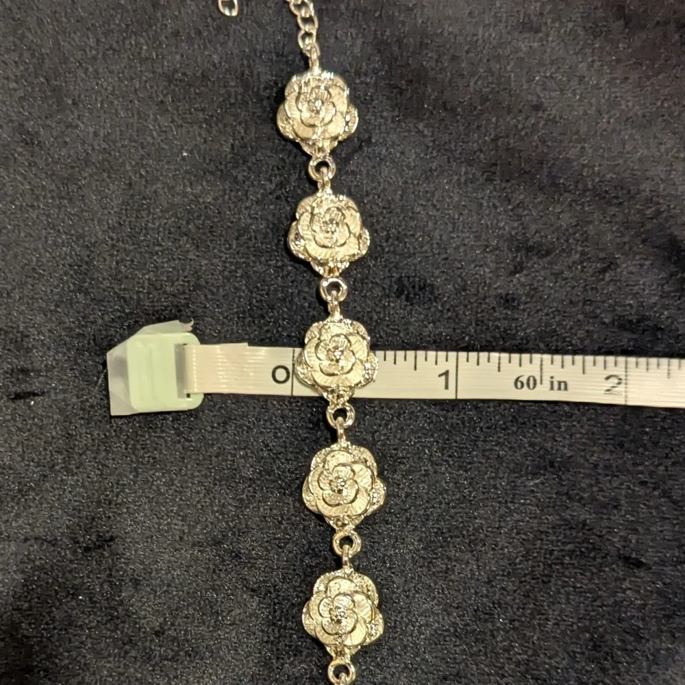925 Sterling Silver Plated Flower Rose Bracelet